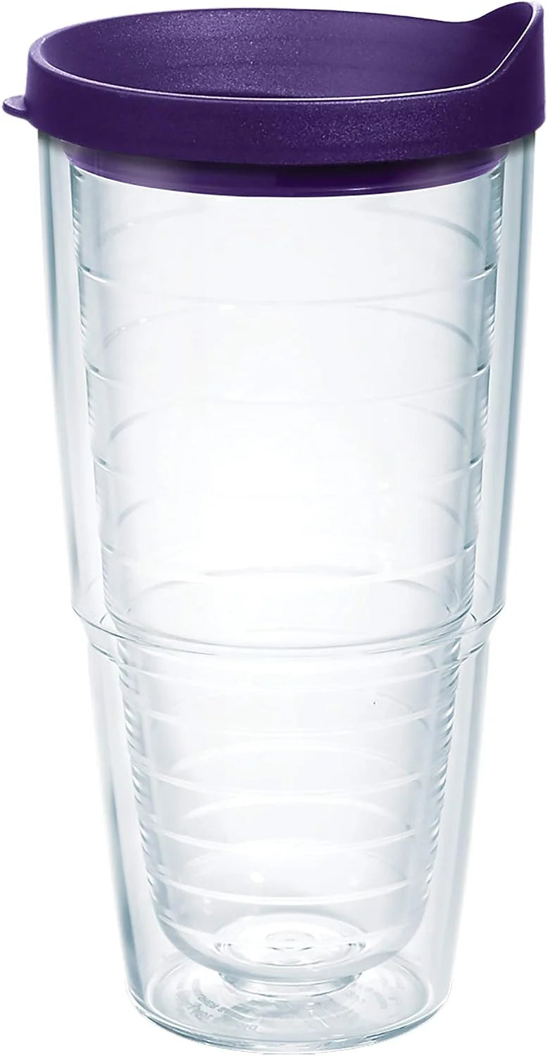 Tervis Clear & Colorful Lidded Made in USA Double Walled Insulated Tumbler Travel Cup Keeps Drinks Cold & Hot, 16oz Mug, Clear Lid