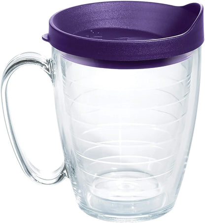 Tervis Clear & Colorful Lidded Made in USA Double Walled Insulated Tumbler Travel Cup Keeps Drinks Cold & Hot, 16oz Mug, Clear Lid