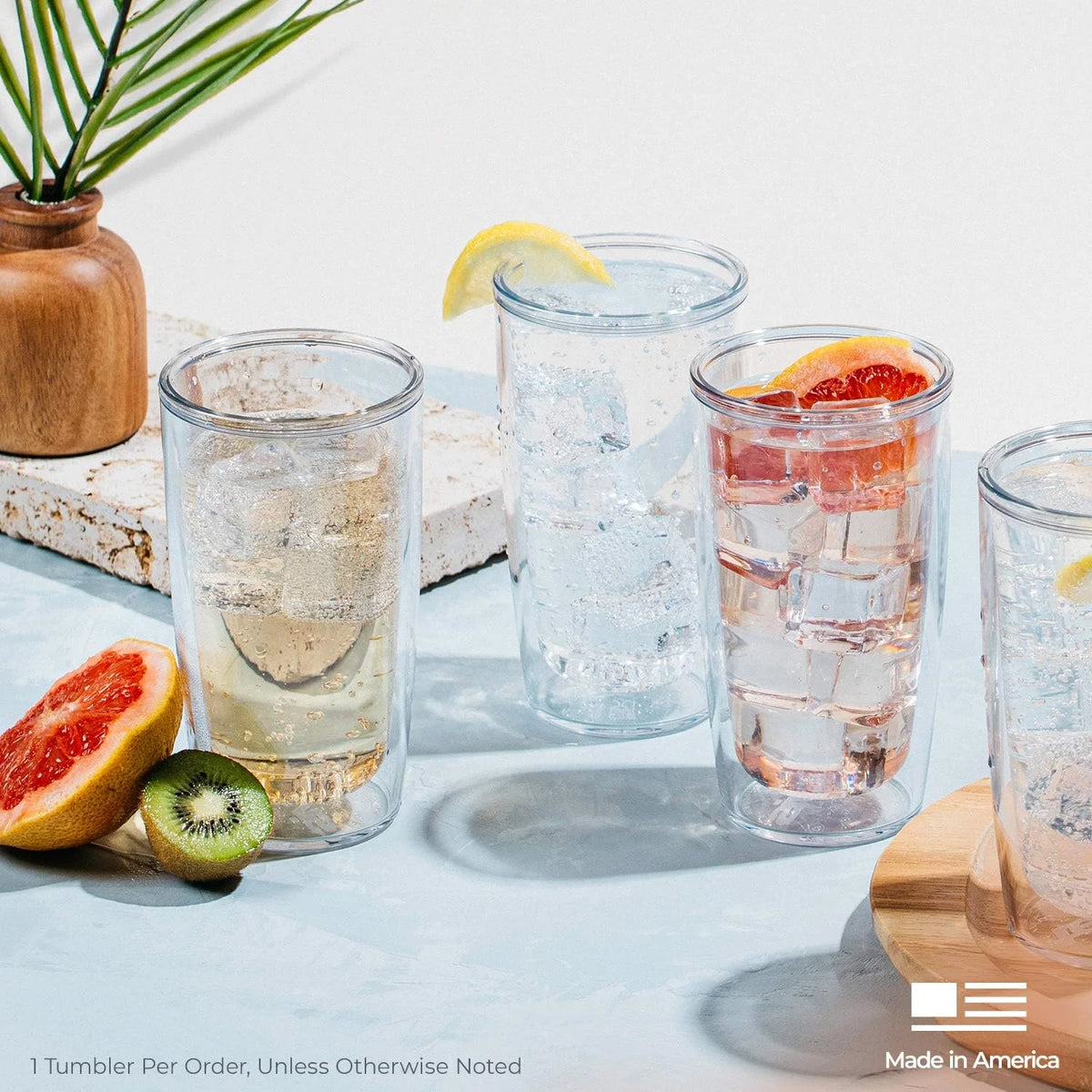 Tervis Crystal Clear Tabletop Made in USA Double Walled Insulated Tumbler Travel Cup Keeps Drinks Cold & Hot, 16oz - 4pk, Classic