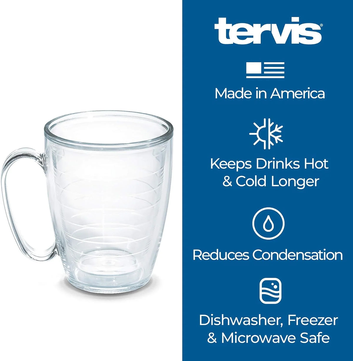 Tervis Blue Sequins Mermaid Made in USA Double Walled Insulated Tumbler Cup Keeps Drinks Cold & Hot, 16oz Mug, Unlidded