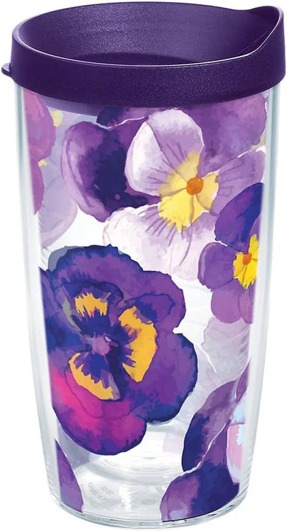 Tervis Watercolor Pansy Made in USA Double Walled Insulated Tumbler Travel Cup Keeps Drinks Cold & Hot, 24oz Venture Lite Water Bottles, Classic