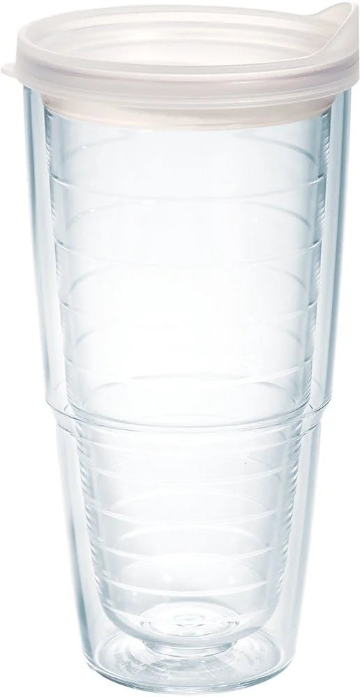 Tervis Clear & Colorful Lidded Made in USA Double Walled Insulated Tumbler Travel Cup Keeps Drinks Cold & Hot, 16oz Mug, Clear Lid