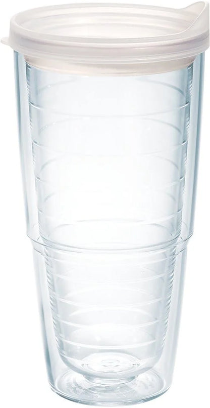 Tervis Clear & Colorful Lidded Made in USA Double Walled Insulated Tumbler Travel Cup Keeps Drinks Cold & Hot, 16oz Mug, Clear Lid