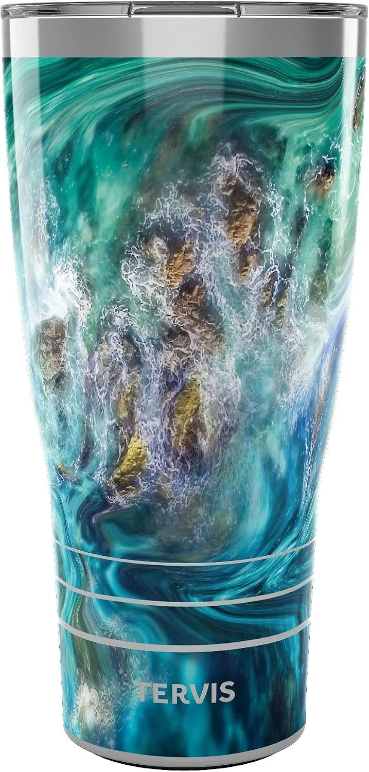 Tervis Teal Splash Made in USA Double Walled Insulated Tumbler Travel Cup Keeps Drinks Cold & Hot, 24oz, Classic