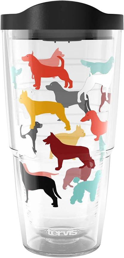 Tervis Pet Love Made in USA Double Walled Insulated Tumbler Travel Cup Keeps Drinks Cold & Hot, 24oz, Dog Pack Love