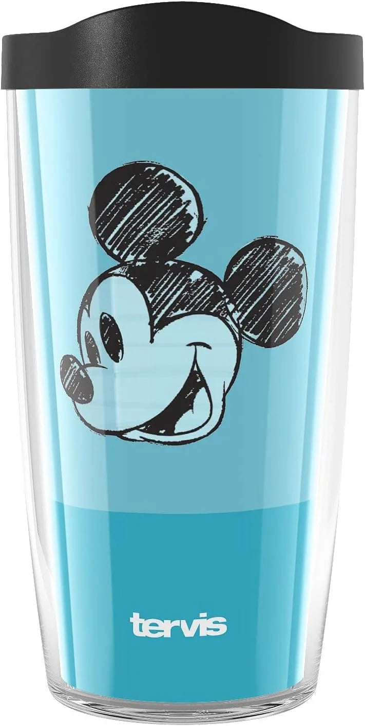 Tervis Disney Fundamentals Collection Made in USA Double Walled Insulated Tumbler Travel Cup Keeps Drinks Cold & Hot, 16oz - 4pk, Assorted