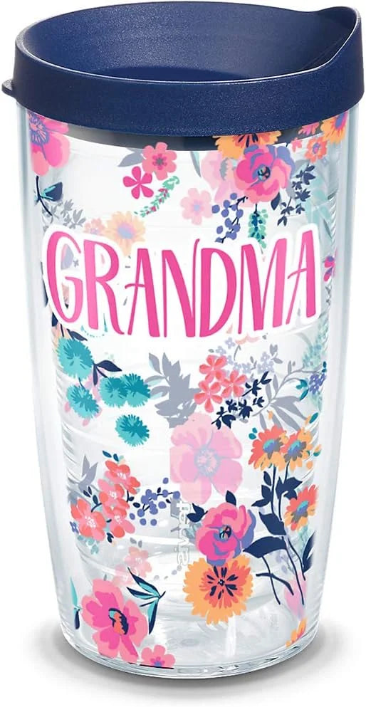 Tervis Made in USA Double Walled Dainty Floral Mother's Day Insulated Tumbler Cup Keeps Drinks Cold & Hot, 16oz Mug, Mom