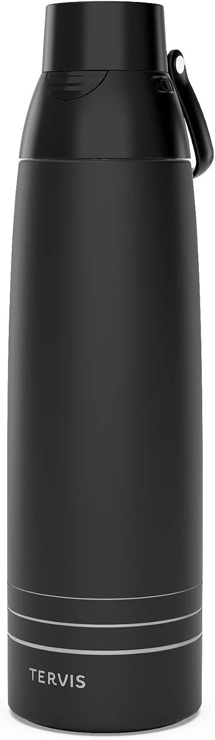 Tervis Venture Water Bottle Onyx Shadow Powder Coated Triple Walled Insulated Tumbler Travel Cup Keeps Drinks Cold & Hot, 36oz, Stainless Steel