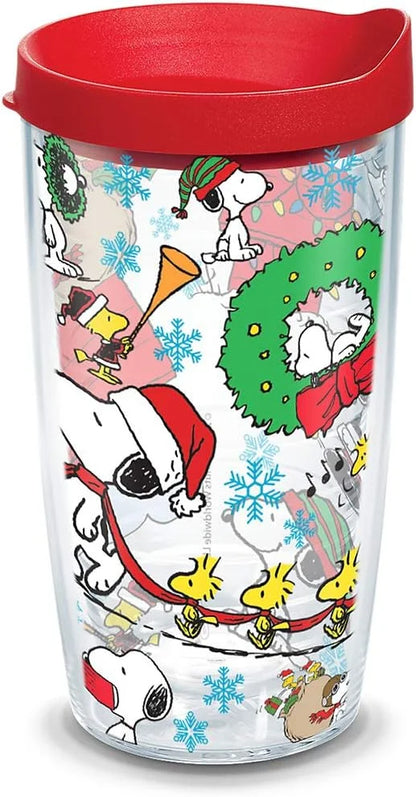 Tervis Peanuts Christmas Collage Made in USA Double Walled Insulated Tumbler Travel Cup Keeps Drinks Cold & Hot, 16oz Mug, Classic