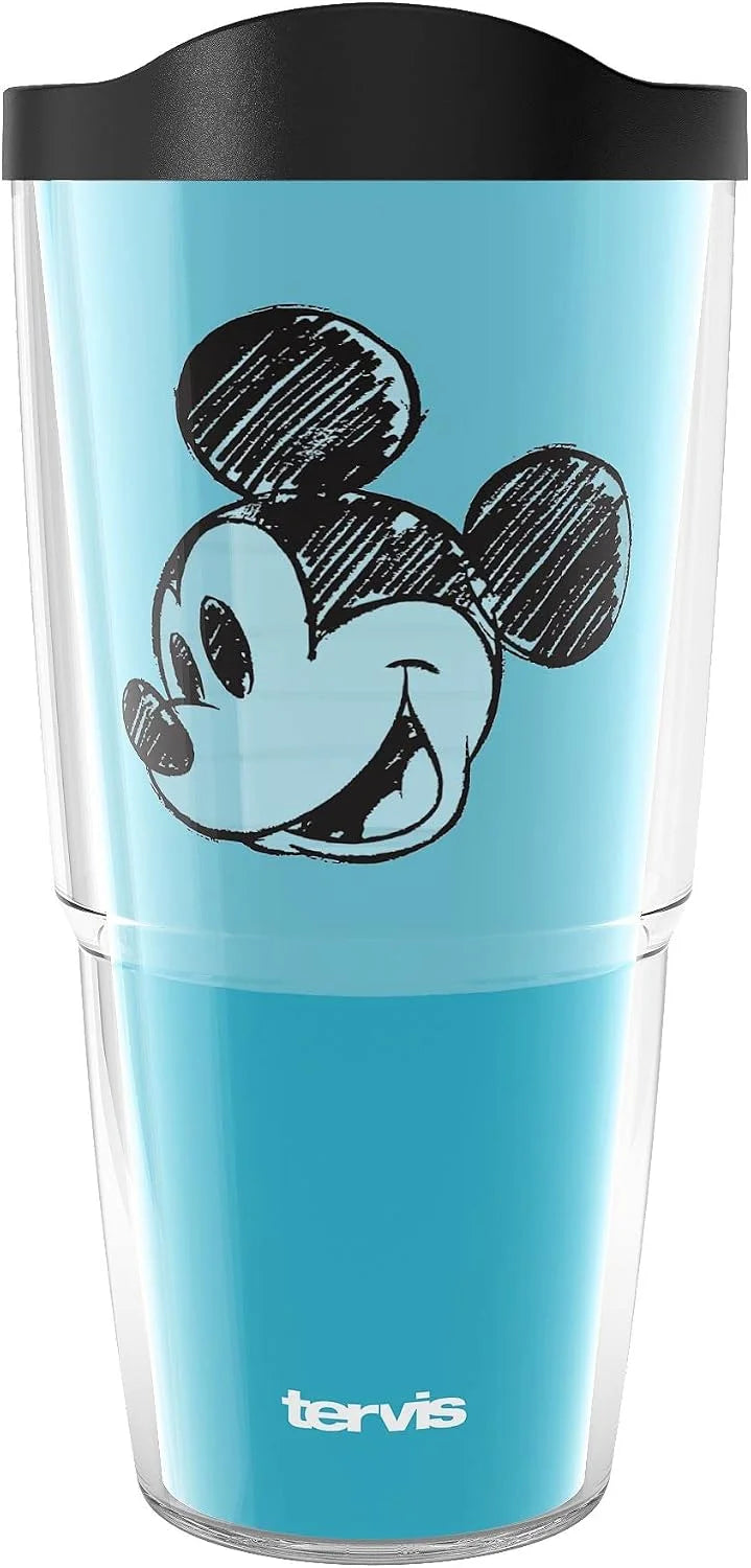 Tervis Disney Fundamentals Collection Made in USA Double Walled Insulated Tumbler Travel Cup Keeps Drinks Cold & Hot, 16oz - 4pk, Assorted