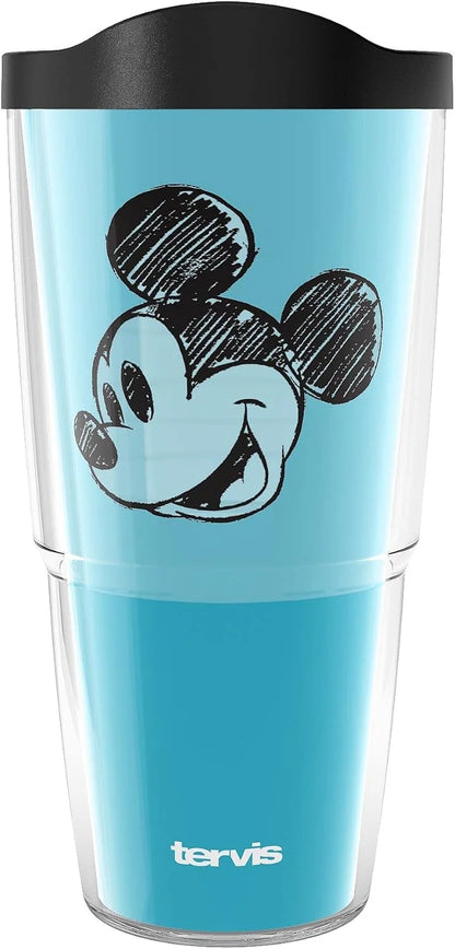 Tervis Disney Fundamentals Collection Made in USA Double Walled Insulated Tumbler Travel Cup Keeps Drinks Cold & Hot, 16oz - 4pk, Assorted