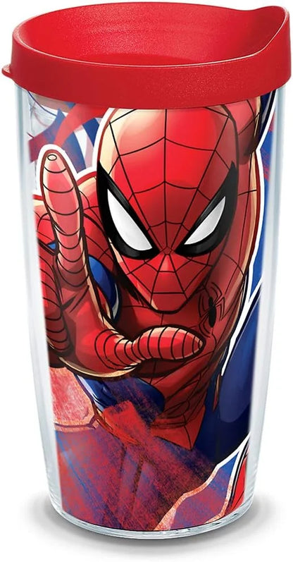 Tervis Traveler Marvel Spider-Man Iconic Triple Walled Insulated Tumbler Travel Cup Keeps Drinks Cold & Hot, 20oz, Stainless Steel