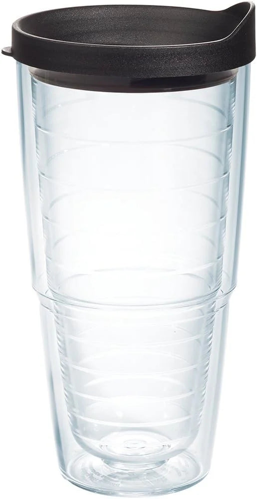 Tervis Clear & Colorful Lidded Made in USA Double Walled Insulated Tumbler Travel Cup Keeps Drinks Cold & Hot, 16oz Mug, Clear Lid