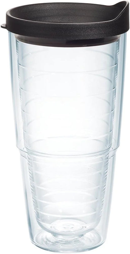 Tervis Clear & Colorful Lidded Made in USA Double Walled Insulated Tumbler Travel Cup Keeps Drinks Cold & Hot, 16oz Mug, Clear Lid