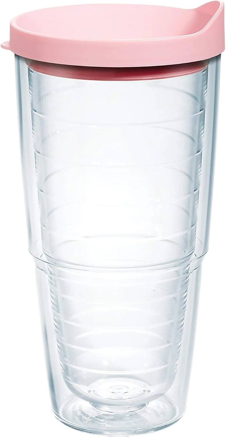 Tervis Clear & Colorful Lidded Made in USA Double Walled Insulated Tumbler Travel Cup Keeps Drinks Cold & Hot, 16oz Mug, Clear Lid