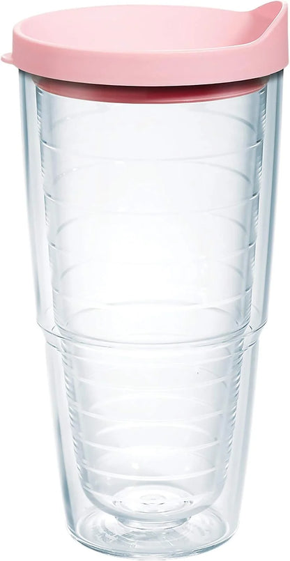 Tervis Clear & Colorful Lidded Made in USA Double Walled Insulated Tumbler Travel Cup Keeps Drinks Cold & Hot, 16oz Mug, Clear Lid