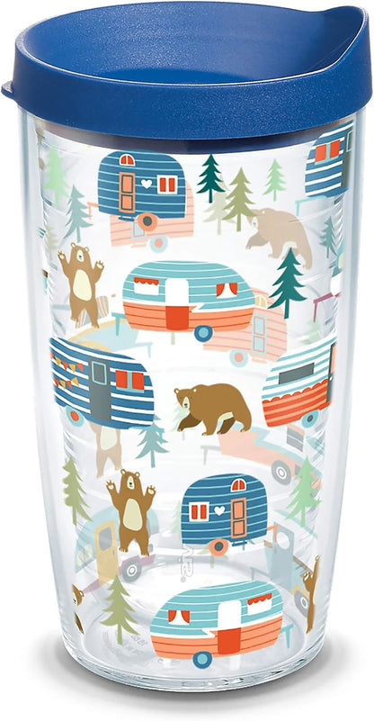 Tervis Trailer Bears Made in USA Double Walled Insulated Tumbler Travel Cup Keeps Drinks Cold & Hot, 24oz, Clear
