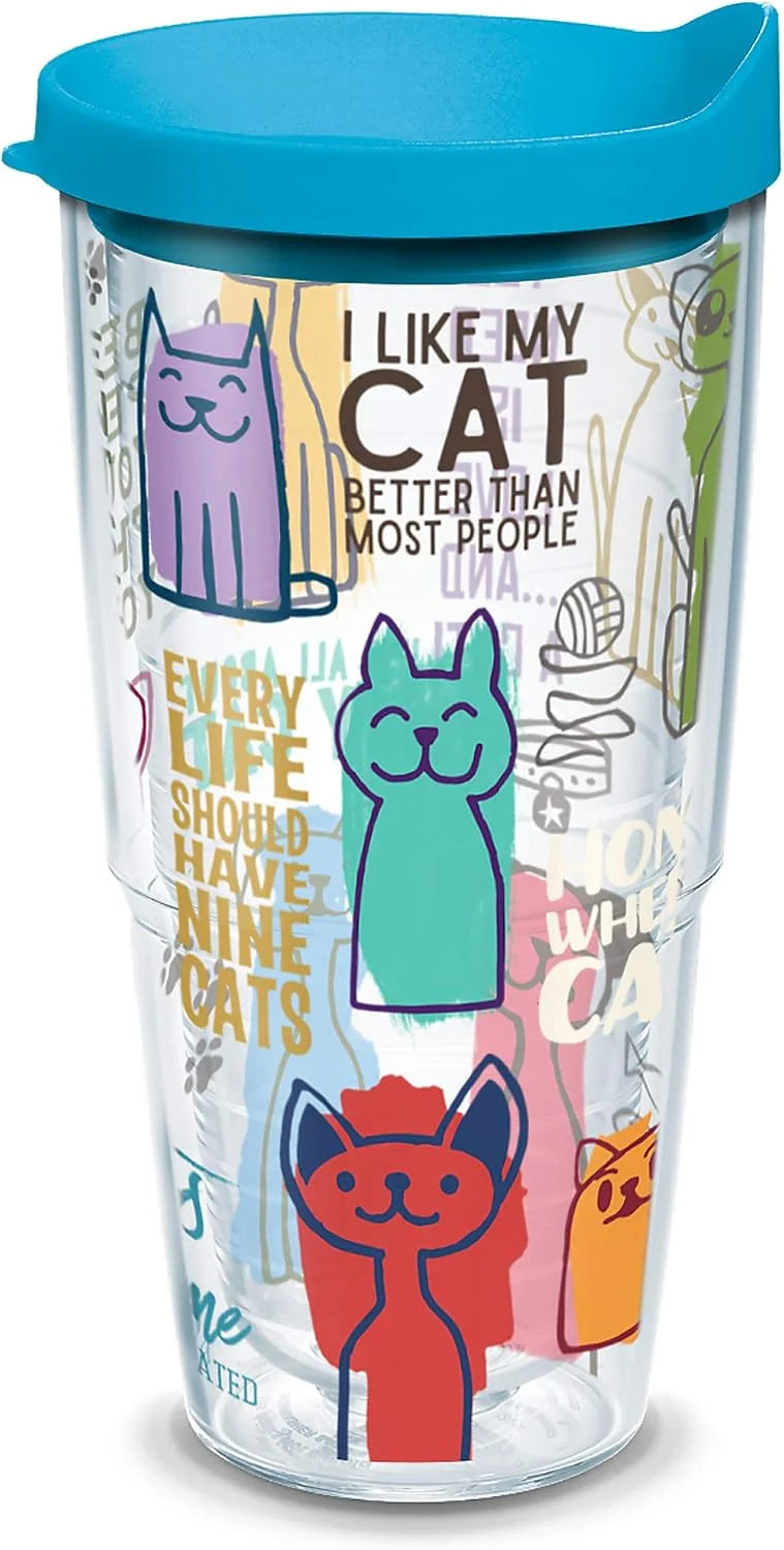 Tervis Cat Sayings Made in USA Double Walled Insulated Tumbler Travel Cup Keeps Drinks Cold & Hot, 16oz, Classic