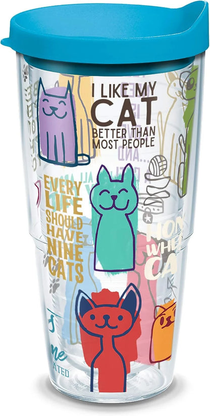 Tervis Cat Sayings Made in USA Double Walled Insulated Tumbler Travel Cup Keeps Drinks Cold & Hot, 16oz, Classic