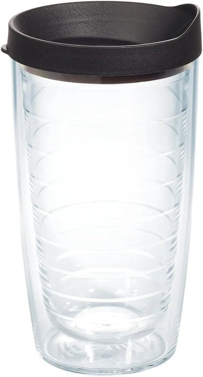 Tervis Clear & Colorful Lidded Made in USA Double Walled Insulated Tumbler Travel Cup Keeps Drinks Cold & Hot, 16oz Mug, Clear Lid