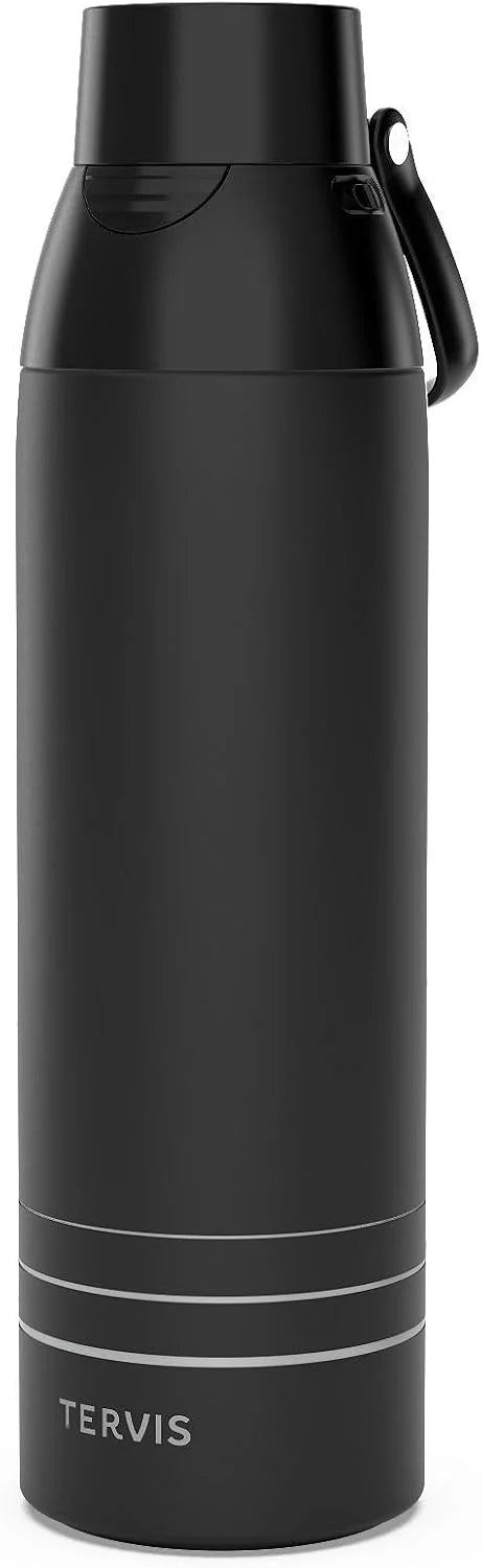Tervis Venture Water Bottle Onyx Shadow Powder Coated Triple Walled Insulated Tumbler Travel Cup Keeps Drinks Cold & Hot, 36oz, Stainless Steel