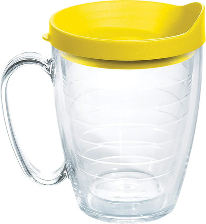 Tervis Clear & Colorful Lidded Made in USA Double Walled Insulated Tumbler Travel Cup Keeps Drinks Cold & Hot, 16oz Mug, Clear Lid