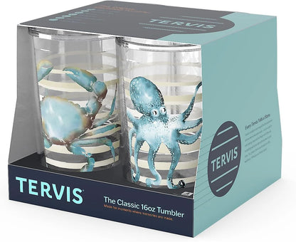 Tervis Sara Berrenson - Atlantica Collection Made in USA Double Walled Insulated Tumbler Travel Cup Keeps Drinks Cold & Hot, 24oz, Lobster
