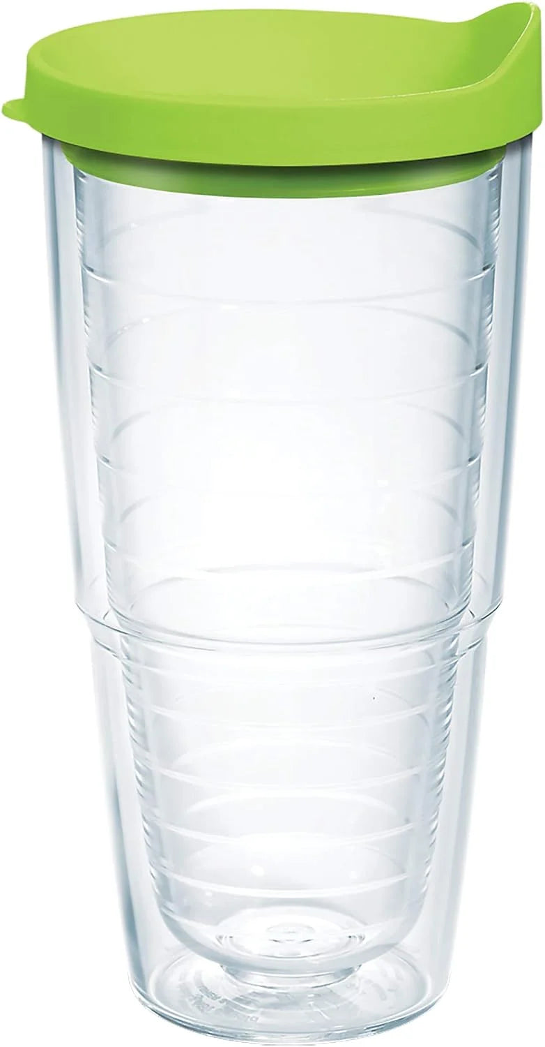 Tervis Clear & Colorful Lidded Made in USA Double Walled Insulated Tumbler Travel Cup Keeps Drinks Cold & Hot, 16oz Mug, Clear Lid