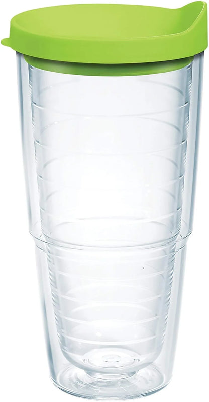 Tervis Clear & Colorful Lidded Made in USA Double Walled Insulated Tumbler Travel Cup Keeps Drinks Cold & Hot, 16oz Mug, Clear Lid