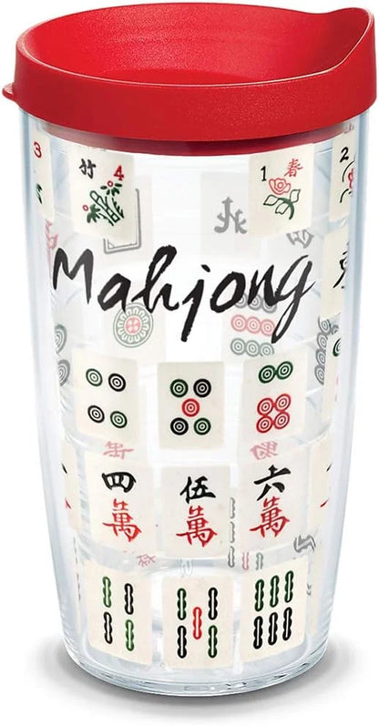 Tervis Mahjong Game Made in USA Double Walled Insulated Tumbler Travel Cup Keeps Drinks Cold & Hot, 16oz, Clear