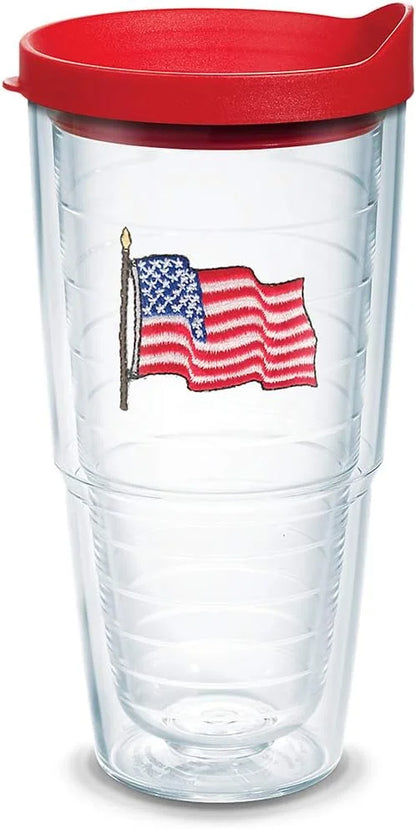 Tervis American Flag Made in USA Double Walled Insulated Tumbler Travel Cup Keeps Drinks Cold & Hot, 16oz 4pk, Classic
