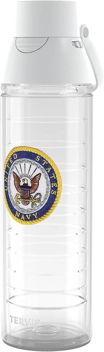 Tervis Navy Logo Made in USA Double Walled Insulated Tumbler Travel Cup Keeps Drinks Cold & Hot, 16oz Mug, Classic