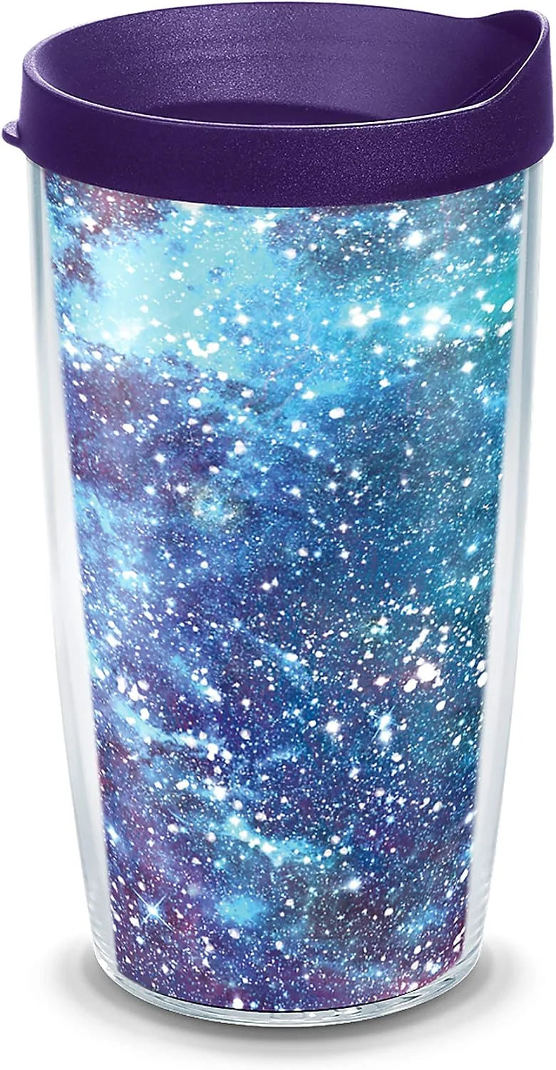 Tervis Purple Galaxy Made in USA Double Walled Insulated Tumbler Travel Cup Keeps Drinks Cold & Hot, 24oz, Classic