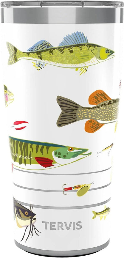 Tervis Freshwater Fish and Lures Made in USA Double Walled Insulated Tumbler Travel Cup Keeps Drinks Cold & Hot, 24oz, Classic