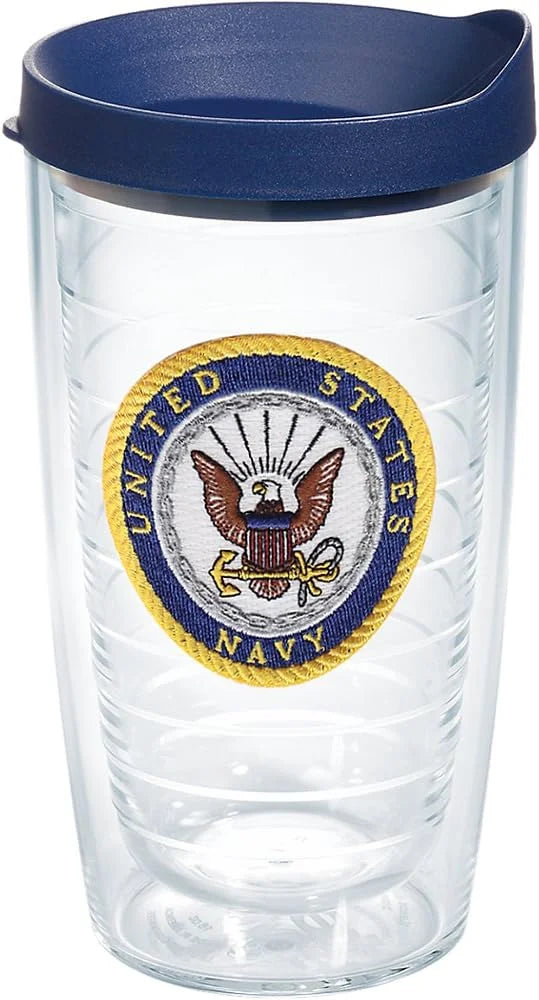 Tervis Navy Logo Made in USA Double Walled Insulated Tumbler Travel Cup Keeps Drinks Cold & Hot, 16oz Mug, Classic