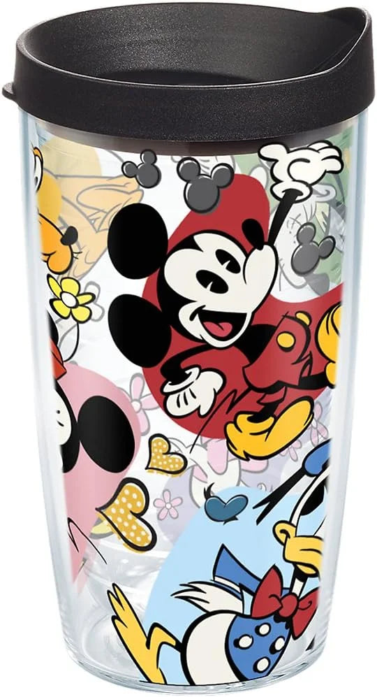 Tervis Disney - Classic Characters Tumbler with Wrap and Black Lid 24oz, Clear