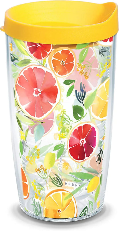 Tervis Yao Cheng - Citrus Made in USA Double Walled Insulated Tumbler Travel Cup Keeps Drinks Cold & Hot, 16oz, Classic