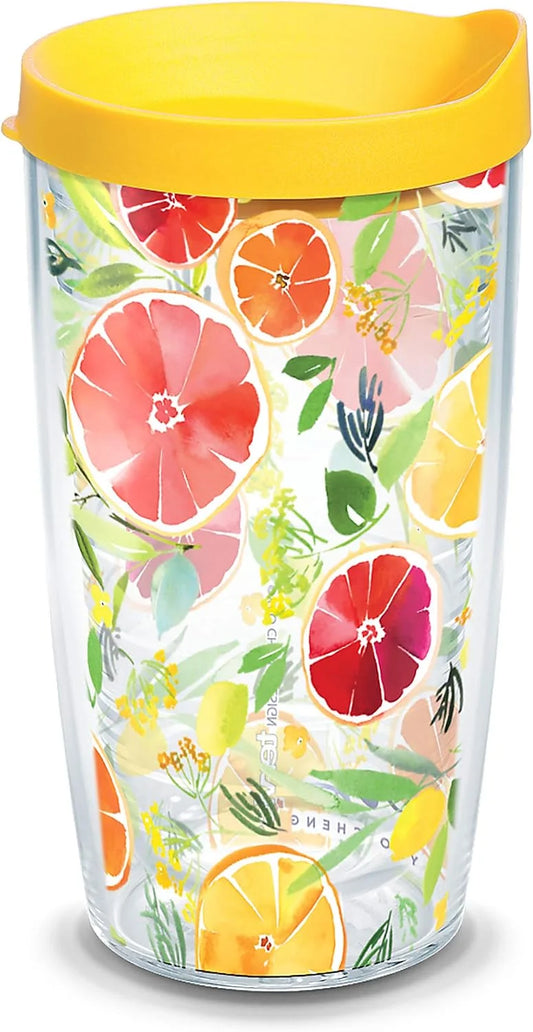 Tervis Yao Cheng - Citrus Made in USA Double Walled Insulated Tumbler Travel Cup Keeps Drinks Cold & Hot, 16oz, Classic