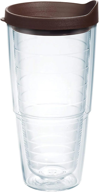 Tervis Clear & Colorful Lidded Made in USA Double Walled Insulated Tumbler Travel Cup Keeps Drinks Cold & Hot, 16oz Mug, Clear Lid