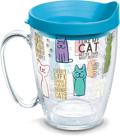 Tervis Cat Sayings Made in USA Double Walled Insulated Tumbler Travel Cup Keeps Drinks Cold & Hot, 16oz, Classic