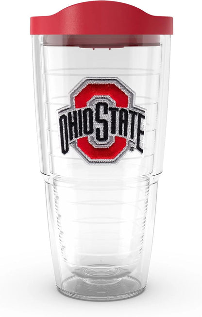Tervis Plastic Made in USA Double Walled Ohio State Buckeyes Insulated Tumbler Cup Keeps Drinks Cold & Hot, 16oz, Emblem