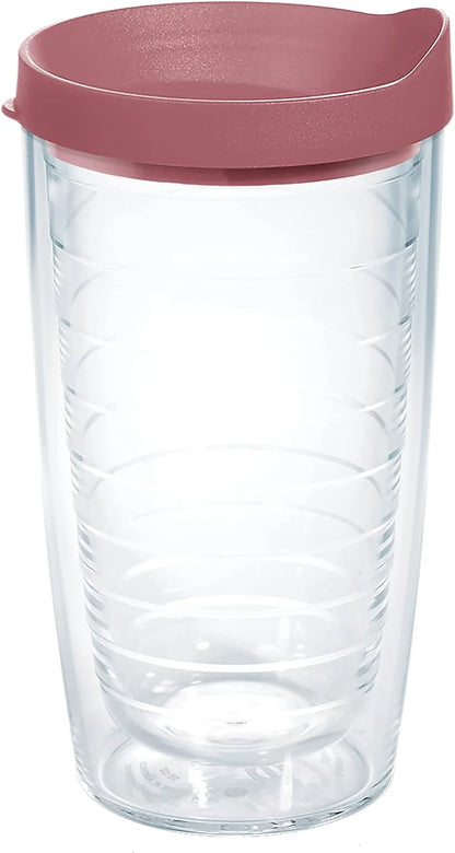Tervis Clear & Colorful Lidded Made in USA Double Walled Insulated Tumbler Travel Cup Keeps Drinks Cold & Hot, 16oz Mug, Clear Lid