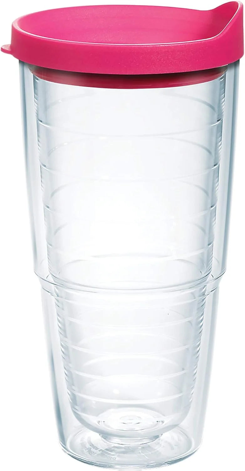 Tervis Clear & Colorful Lidded Made in USA Double Walled Insulated Tumbler Travel Cup Keeps Drinks Cold & Hot, 16oz Mug, Clear Lid