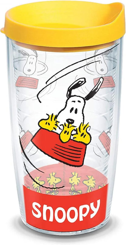 Tervis Peanuts - Snoopy Insulated Tumbler with Wrap and Yellow Lid, 16oz, Clear