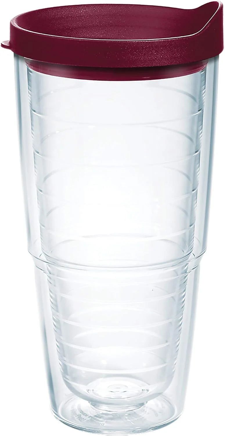 Tervis Clear & Colorful Lidded Made in USA Double Walled Insulated Tumbler Travel Cup Keeps Drinks Cold & Hot, 16oz Mug, Clear Lid
