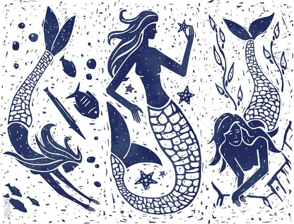 Tervis Vintage Mermaid Collage Tumbler with Wrap and Navy Lid 24oz, Clear, 1 Count (Pack of 1)