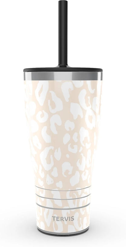 Tervis Leopard Collection Made in USA Double Walled Insulated Tumbler Travel Cup Keeps Drinks Cold & Hot, 24oz, Frost