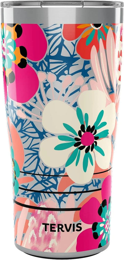 Tervis Traveler Bright Wild Blooms Triple Walled Insulated Tumbler Travel Cup Keeps Drinks Cold & Hot, 30oz, Stainless Steel