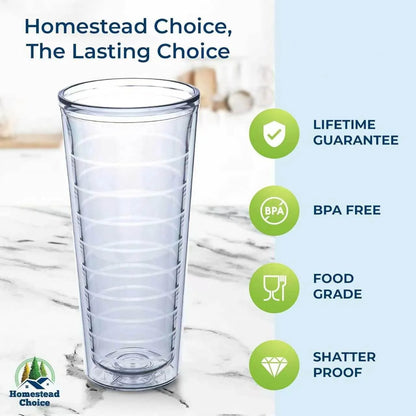 Insulated Drinking Glasses 16oz 2-pack - Great for Iced Coffee & Hot Drinks