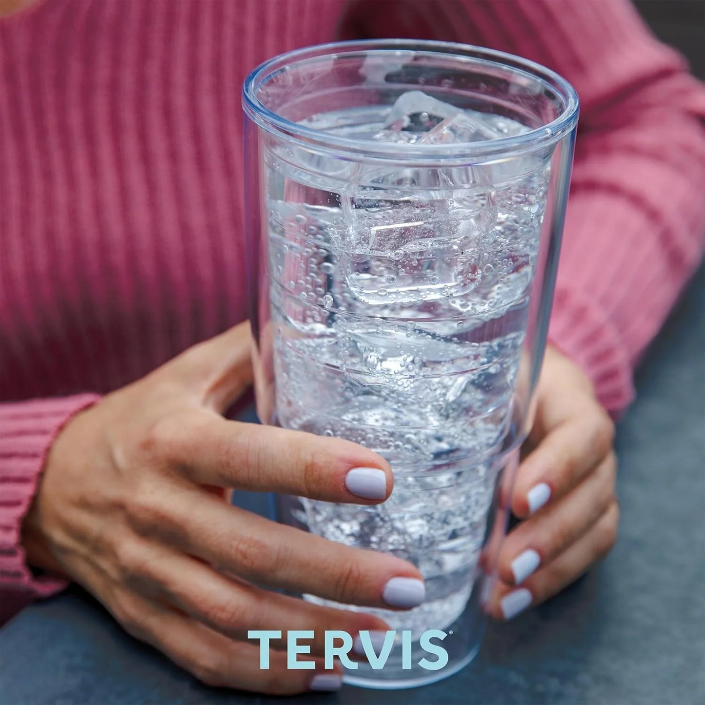 Tervis Clear & Colorful Lidded Made in USA Double Walled Insulated Tumbler Travel Cup Keeps Drinks Cold & Hot, 16oz Mug, Clear Lid